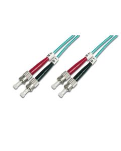 DIGITUS Fiber Optic Patch Cord, ST to ST, Multimode, OM3, 50/125 µ, Duplex Length 2m