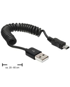 Delock kabel USB 2.0 A samec > USB mini samec, kroucený kabel
