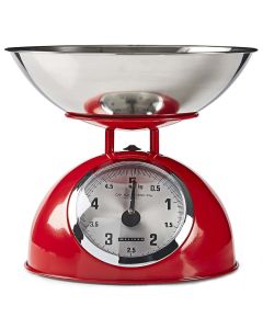 NEDIS Melissa kuchyňská váha/ analogová/ nosnost 5kg/ vyjímatelná mísa/ nerezová ocel/ červená