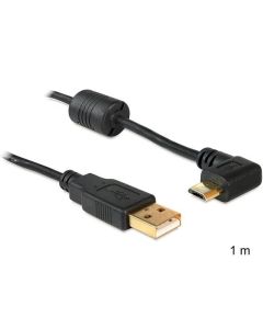 Delock kabel USB 2.0 A samec > USB micro B samec, pravoúhlý 90°, 1m
