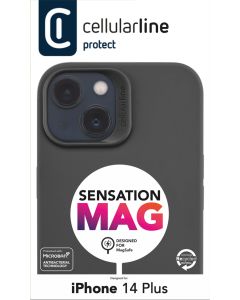 Ochranný silikonový kryt Cellularline Sensation s podporou MagSafe pro Apple iPhone 14 Plus, černý