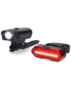 NEDIS světlo na kolo/ napájení z baterie/ 5 V DC/ 3 W/ včetně baterií/ dobíjecí/ 6500 K/ dosah svitu 100 m/ USB-C/ černé