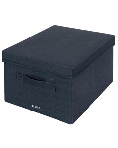 Úložné krabice Leitz - textil, víko, M, šedé, 2 ks
