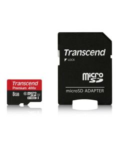 Transcend 8GB microSDHC UHS-I 400x Premium (Class 10) paměťová karta (s adaptérem)