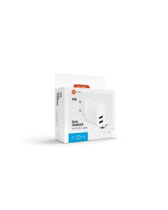 Set síťové nabíječky FIXED s 2xUSB výstupem a USB/USB-C kabelu, 1 metr, 17W Smart Rapid Charge, bílá