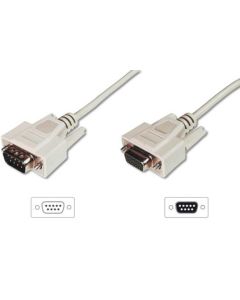 Digitus sériový kabel prodlužovací DB9 M/F 10m, lisovaný,  šedý