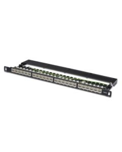 Digitus CAT 6 Patch Panel, stíněný, 24 portů RJ45 s uzávěrem, 8P8C, LSA, 0,5U, 19 "montáž do stojanu, bl