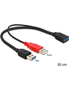 Delock kabel USB 3.0-A samice > USB 3.0-A samec + USB 2.0-A samec, 30cm