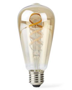 NEDIS Wi-Fi chytrá LED žárovka s vláknem/ E27/ ST64/ 4,9W/ 230V/ 360lm/ teplá až studená bílá/ 1800 - 6500K/ stmívatelná