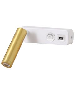 IMMAX GOAL designové nástěnné LED svítidlo, vypínač, USB, 3W, bílo-zlaté