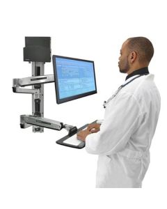 ERGOTRON LX Sit Stand Wall Mount System, Small Black CPU Holder, Polished, pracovní stanice na zeď