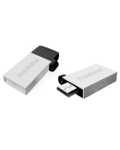Transcend 16GB JetFlash 380S, USB 2.0/micro USB flash disk, OTG, malé rozměry, stříbrně obarvený kov