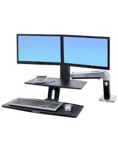 ERGOTRON WorkFit-A with Suspended Keyboard, Dual, 5" and WS, Polished Aluminum,stolní držák 2x mon.,kláv, deska