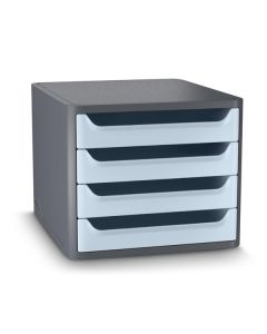 Zásuvkový box Cep,4 zásuvky,eko,šedá/světle modrá