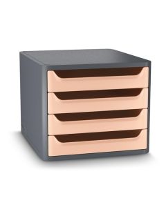 Zásuvkový box Cep,4 zásuvky,eko, šedá/broskvová