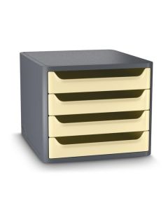 Zásuvkový box Cep,4 zásuvky,eko, šedá/světlě žlutá