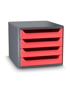 Zásuvkový box Cep,4 zásuvky,eko, šedá/červená