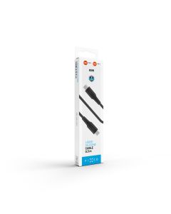 Krátký nabíjecí a datový Liquid silicone kabel FIXED s konektory USB-C/USB-C a podporou PD, 0.3m, USB 2.0, 60W, černý
