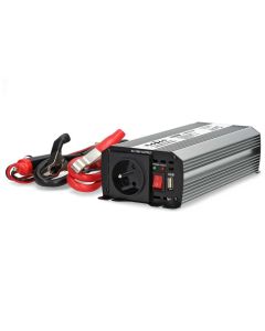 NEDIS měnič napětí/ modifikovaná sinusoida/ 12 V DC/230 V AC 50 Hz/ 600 W (1200 W špička)/ USB-A/ 1x zásuvka type E