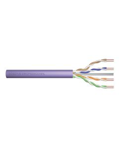 Digitus UTP kabel drát AWG23, měď, Cat.6, box 100m, LSOH, fialová