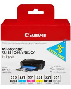 Canon cartridge PGI-550/CLI-551 PGBK/C/M/Y/BK/GY Multi Pack/1x15ml, 5x7ml