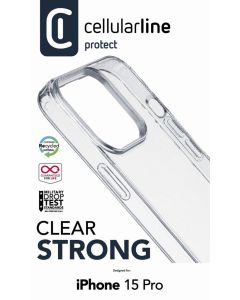 Zadní čirý kryt s ochranným rámečkem Cellularline Clear Duo pro Apple iPhone 15 Pro