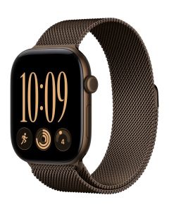 Apple Watch Series 12 Cellular 46mm tmavě bronzový hliník s tmavě bronzovým milánským tahem - S/M