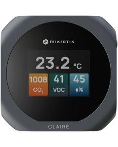 MikroTik CLAIRÉ Lite, senzory CO2, teploty a vlhkosti, displej 2", podpora Matter i Thread, šedé