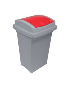 Odpadkový koš na tříděný odpad, červené víko, 50 l
