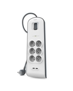 Belkin přepěťová ochrana BSV604 - 6-zásuvka, 2xUSB/2.4A, 2m