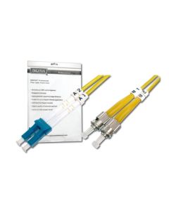 Digitus Fiber Optic Patch Cord, LC to ST, Singlemode, OS1, 09/125 µ, Duplex, 2m