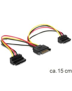 Delock napájecí kabel SATA 15-pin na 2xSATA HDD - pravoúhlý