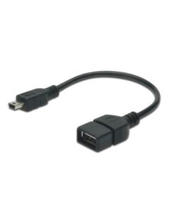 Digitus Adaptérový kabel USB 2.0, OTG, typ mini B - A M/F, 0,2m, USB 2.0, bl