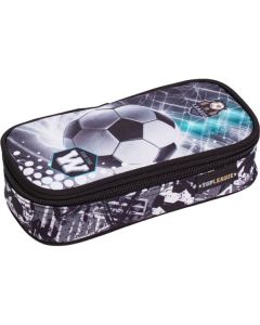 Školní penál LizzyCard dvoupatrový, 1 zip, fotbal