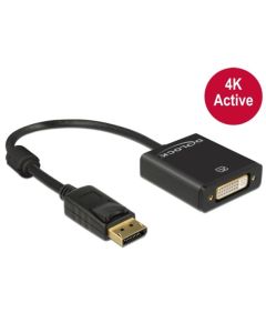 Delock adaptér Displayport 1.2 samec > DVI samice 4K aktivní černý