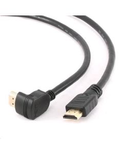 GEMBIRD Kabel HDMI-HDMI 1,8m, 1.4, M/M stíněný, zlacené kontakty, 90° lomený, černý