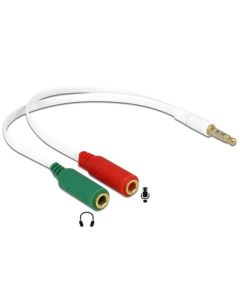 Delock adaptér sluchátek 1 x 3.5 mm 4 pin Stereo jack samec > 2 x 3.5 mm 3 pin Stereo jack samice (iPhone)