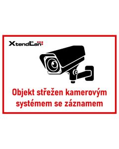 XtendLan Bezpečnostní tabulka (samolepka) pro kamerové systémy, bílá, 140x100mm