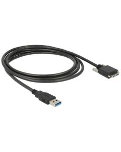 Delock kabel USB 3.0 typ A samec > USB 3.0 typ Micro-B samec se šroubky 2m 