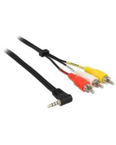Delock Cable Stereo jack 3.5 mm 4 pin male angled > 3 x RCA male 1.5 m