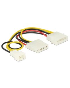 Delock Power Cable 4 pin male > 1 x 4 pin female + 1 x 3 pin male (fan) 14 cm 