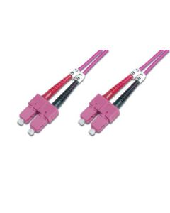 DIGITUS Fiber Optic Patch Cord, SC to SC, Multimode OM4 - 50/125 µ, Duplex, color RAL4003 Length 1m