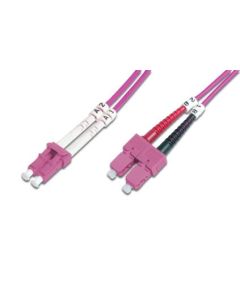 DIGITUS Fiber Optic Patch Cord, LC to SC, Multimode OM4 - 50/125 µ, Duplex, color RAL4003 Length 2m