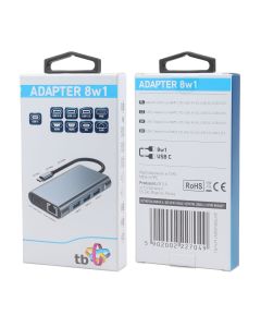 TB Touch USB C 8v1 - HDMI 2x, USB, VGA, RJ45, PD