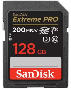SanDisk Extreme PRO 128GB SDXC / UHS-I, Class 10, U3, V30 /  up to 200MB/s & 90MB/s Read/Write / + 2 years RescuePRO