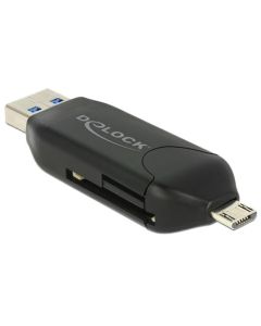 Delock Micro USB OTG čtečka karet + USB 3.0 A male 