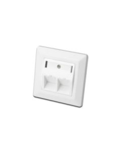 Digitus čelní deska pro Keystone Jacks, 2x prachový kryt RJ45, střední deska 80x80 +, čistě bílá