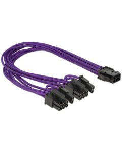Delock napájecí kabel PCI Express 6 pin samice > 2 x 8 pin samec textilní stínění fialové