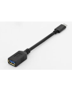 Digitus USB 3.1 Type-C adaptér USB kabel, typ C na A, OTG M / F, 0,15m, Super Speed, UL, bl