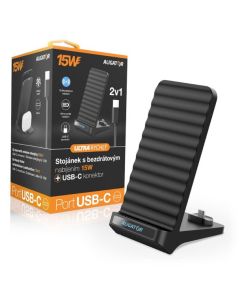 Aligator Stojánek s bezdrátovým nabíjením 15W a USB-C konektorem, 2v1, černý